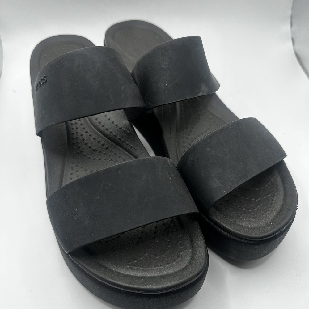 Crocs Brooklyn Mid Wedge Comfort Platform Slide Sandals Black Lite Ride Women 10
